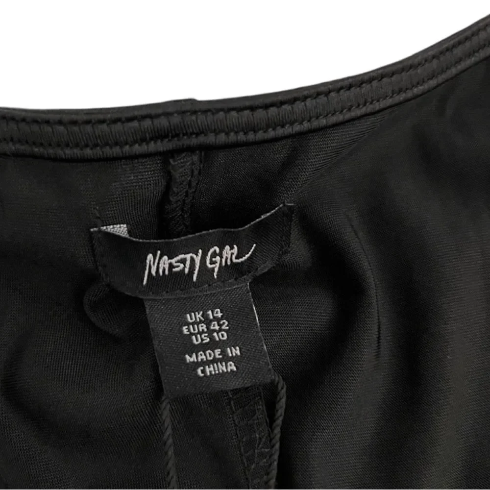 NWT Nasty Gal Slinky Bond Girl Black Zip Front One Piece Catsuit Jumpsuit - Picture 7 of 7